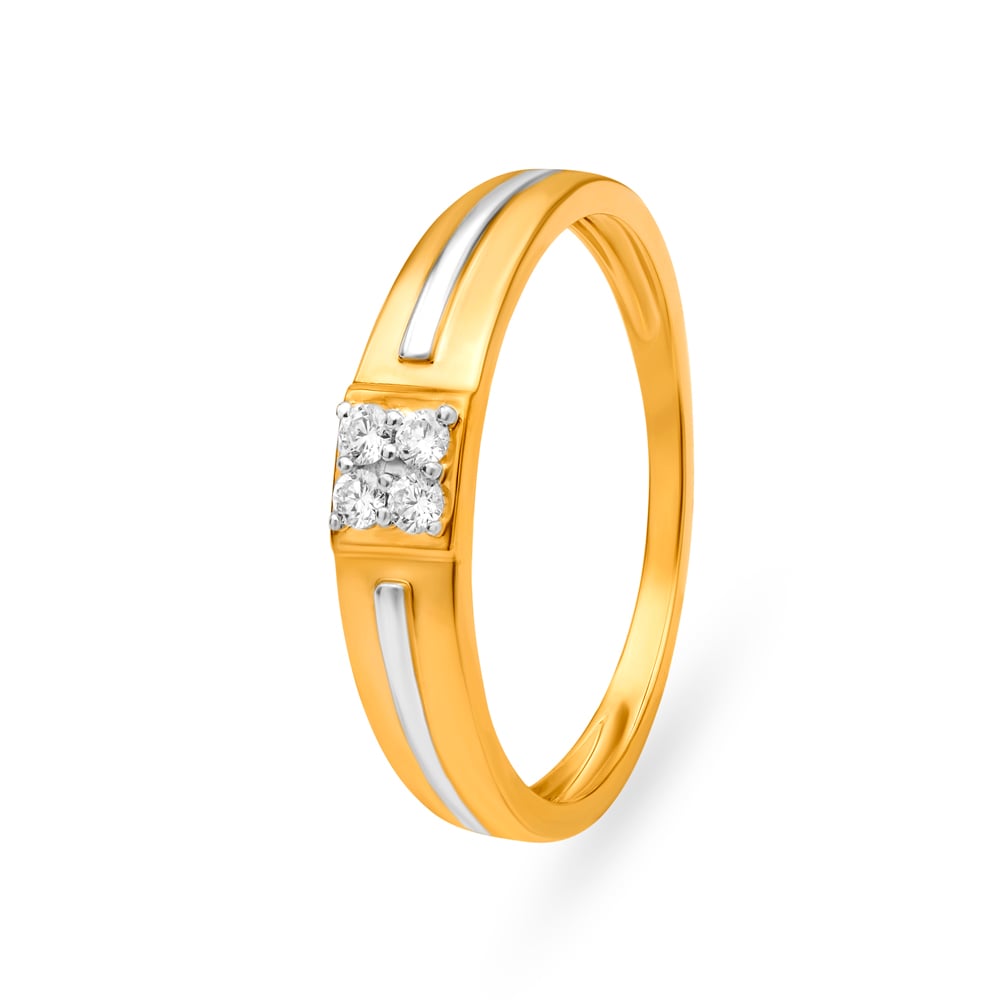 Fancy Traditional Gold and Diamond Finger Ring for Men