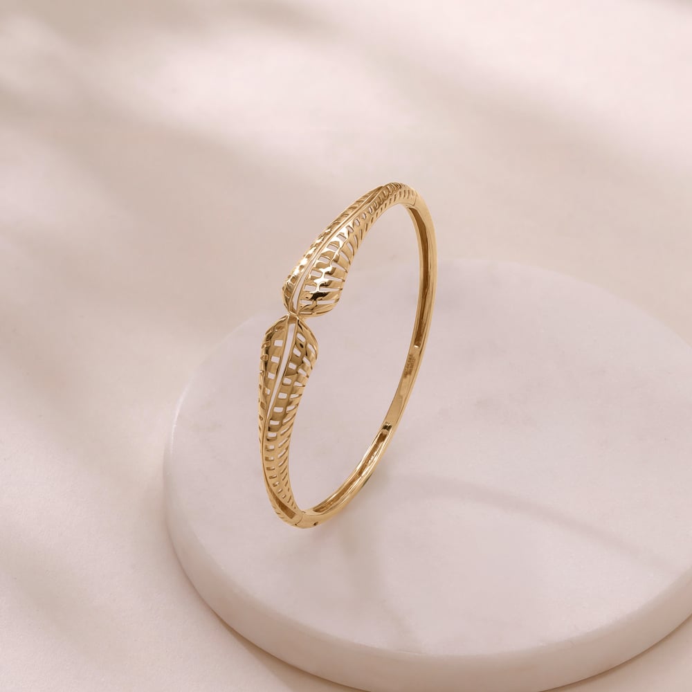 Graceful Leaf Gold Bangle,,hi-res image number null