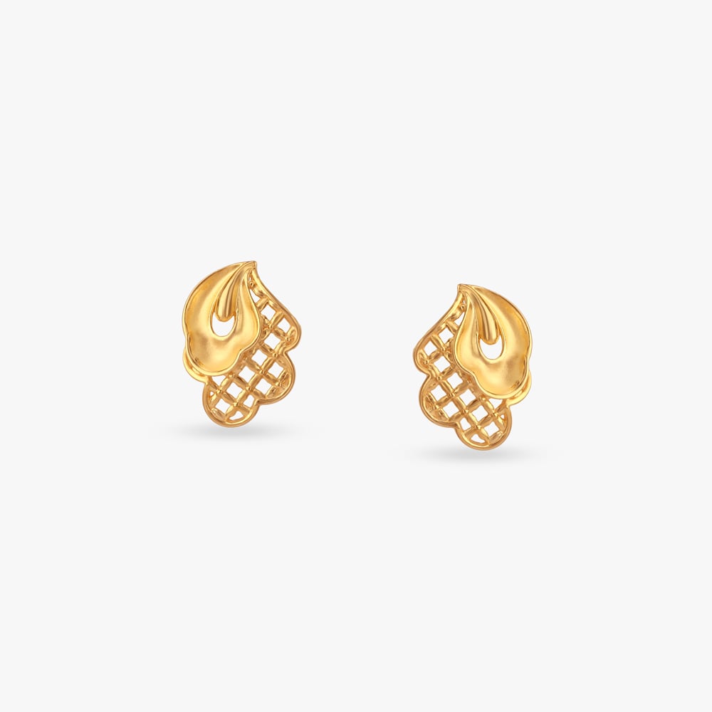 Lattice Glow Gold Stud Earrings,,hi-res image number null