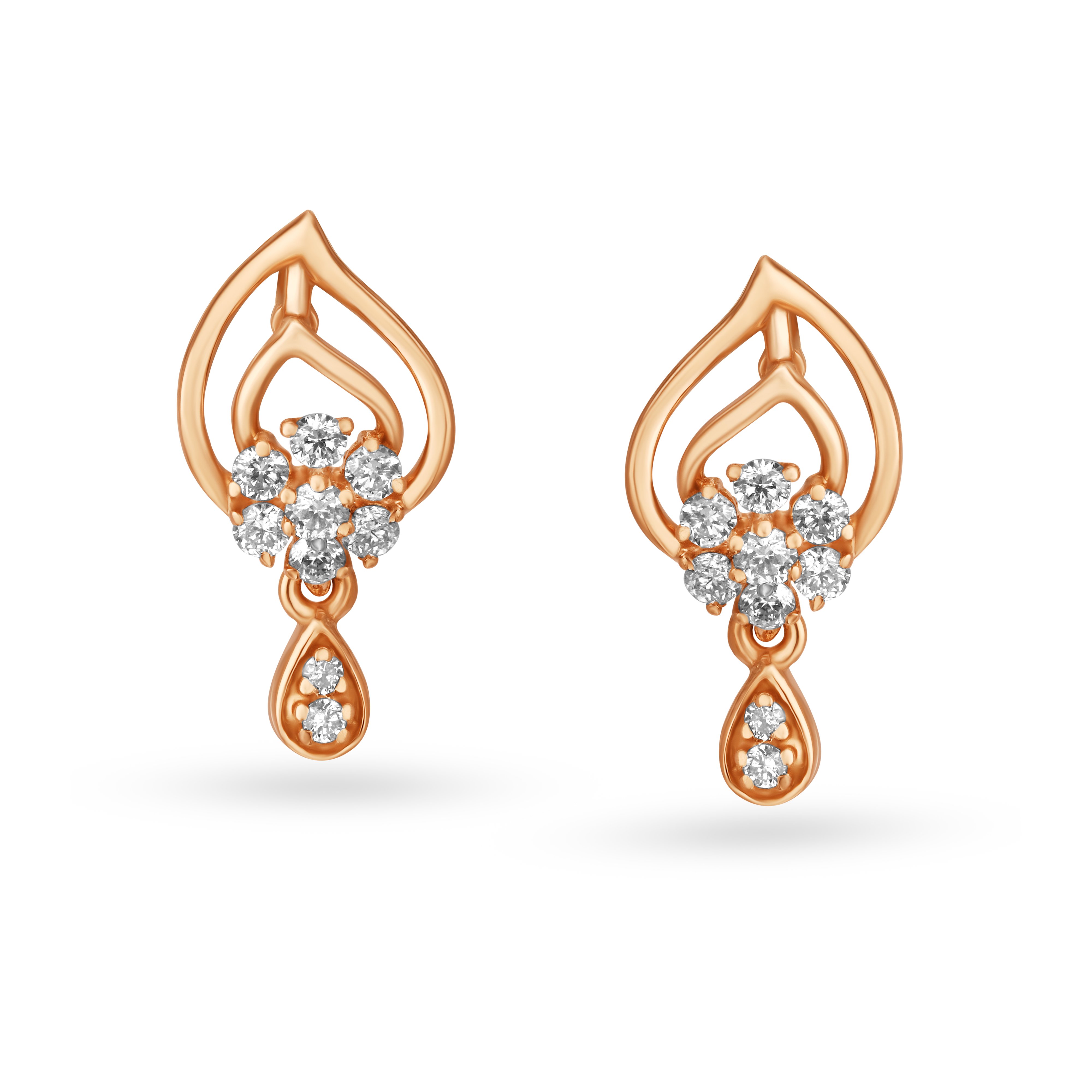 

Nature Inspired Rose Gold and Diamond Drop Earrings
