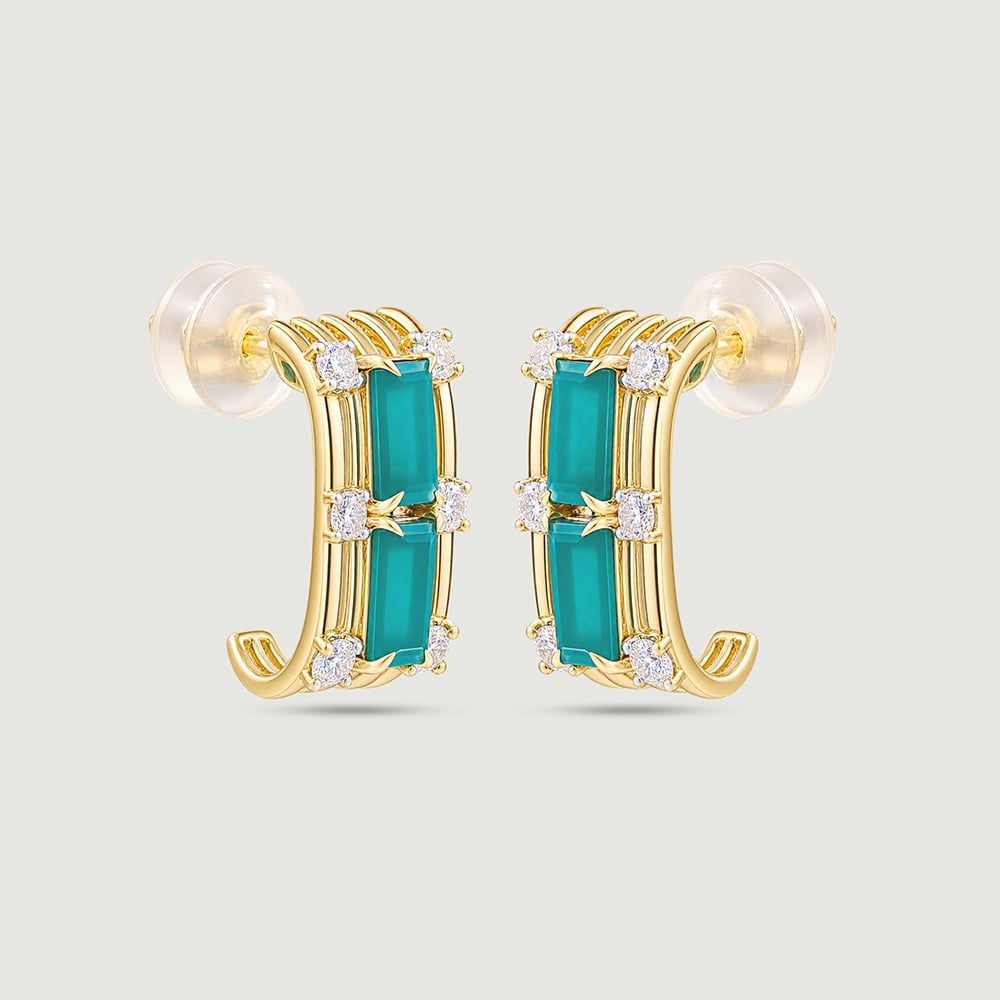 Sleek Cascading Green Onyx Hoop Earrings,,hi-res image number null