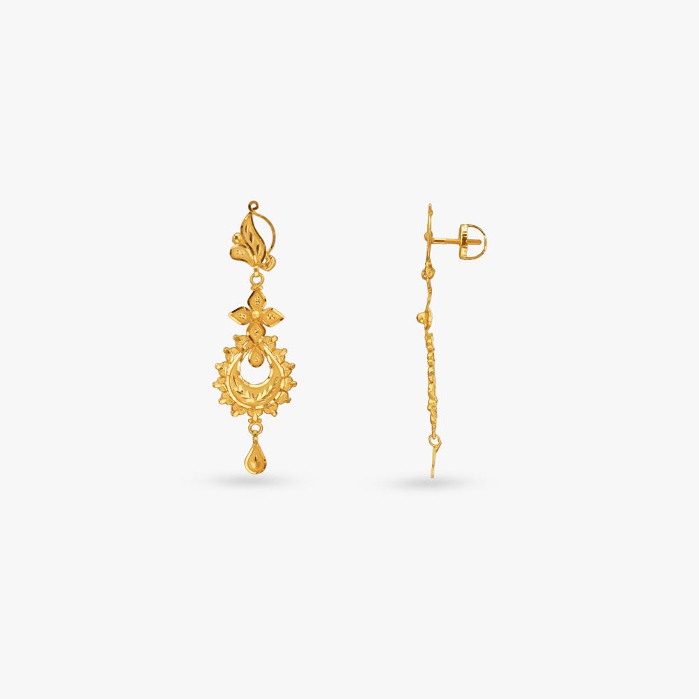 

Sunburst Frame Gold Drop Earrings