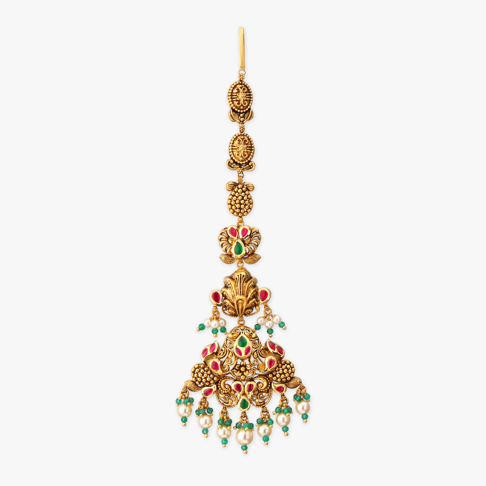 Regal Peacock Gold Maang Tikka,,hi-res image number null
