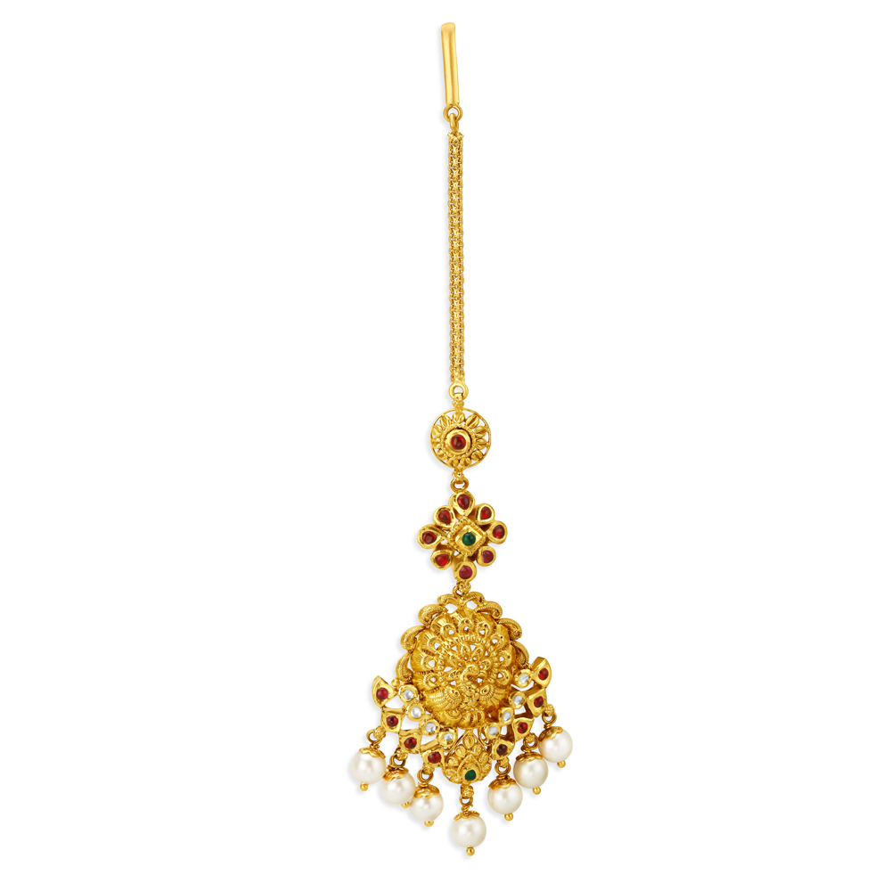 Majestic Gold Maang Tikka for the Gujarati Bride,,hi-res image number null