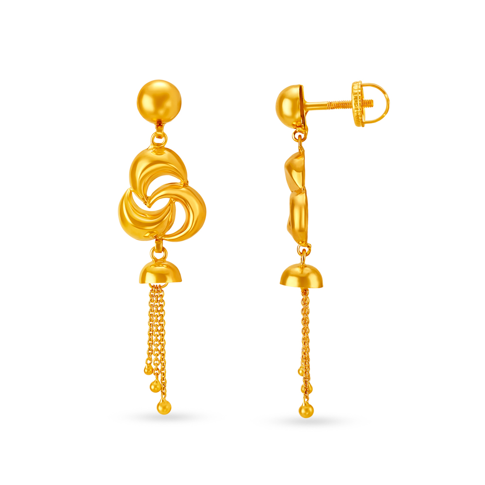Eclectic 22 Karat Yellow Gold Hanging Crescent Drops,,hi-res image number null