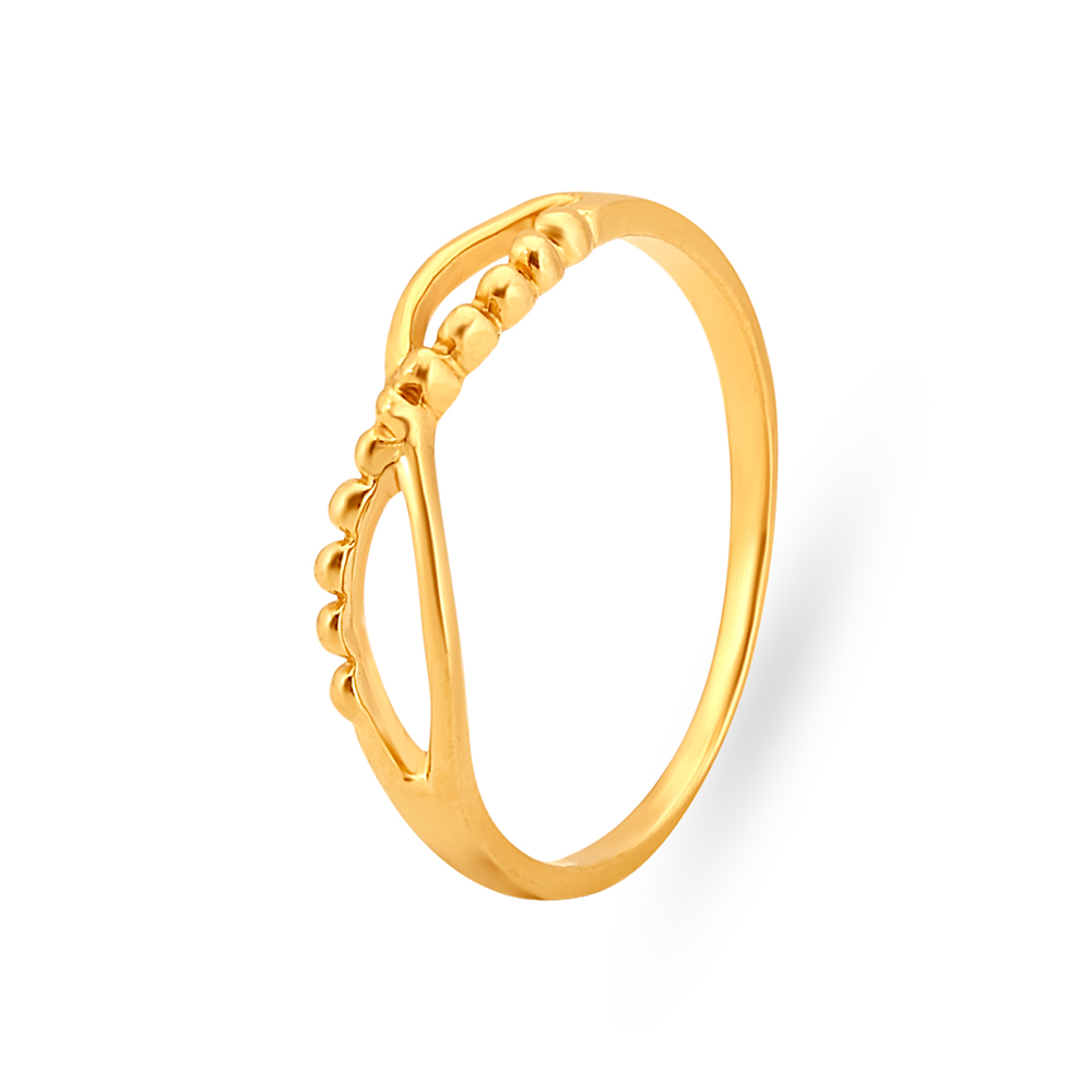 Entrancing Yellow Gold Bead Finger Ring