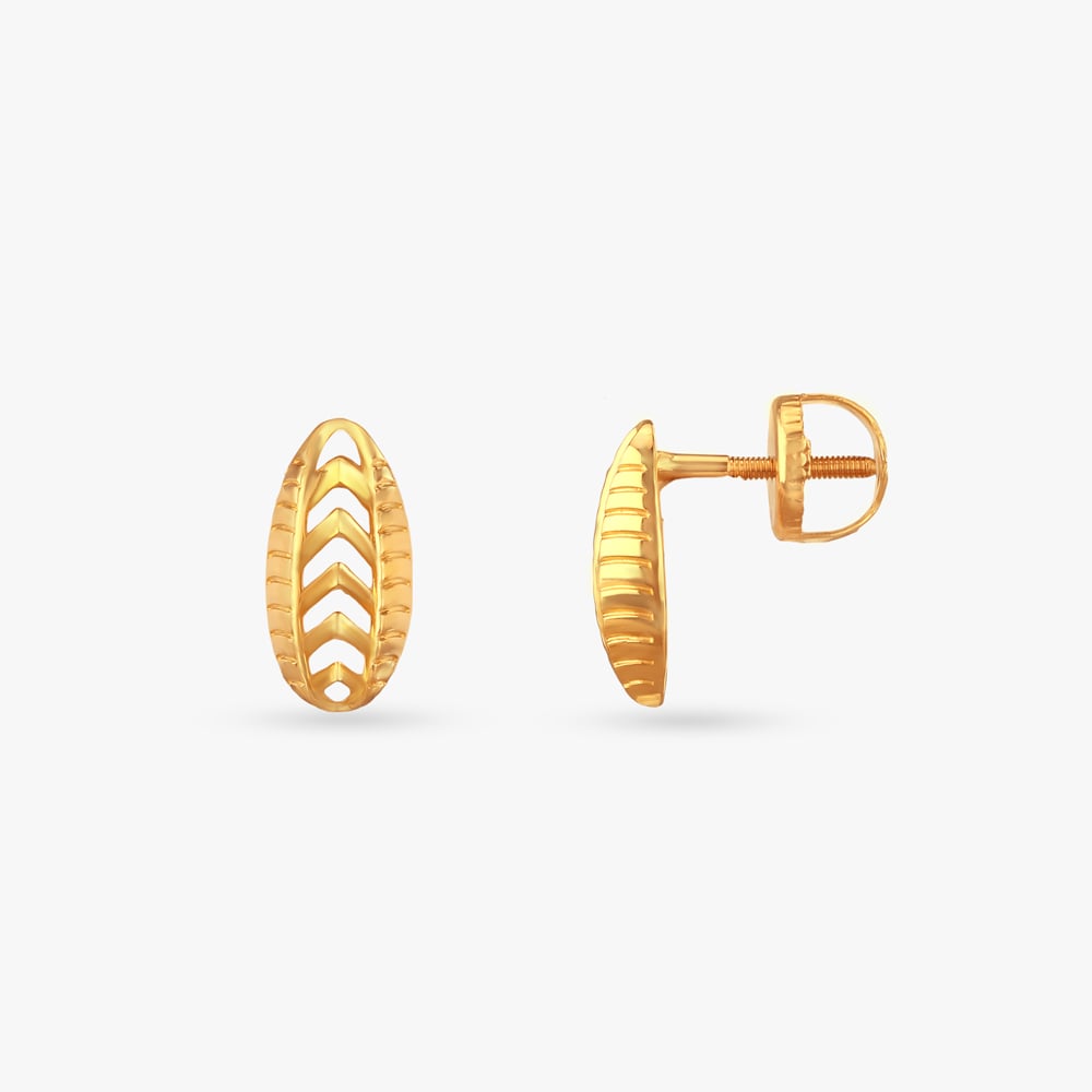 Leaf Trail Gold Stud Earrings,,hi-res image number null