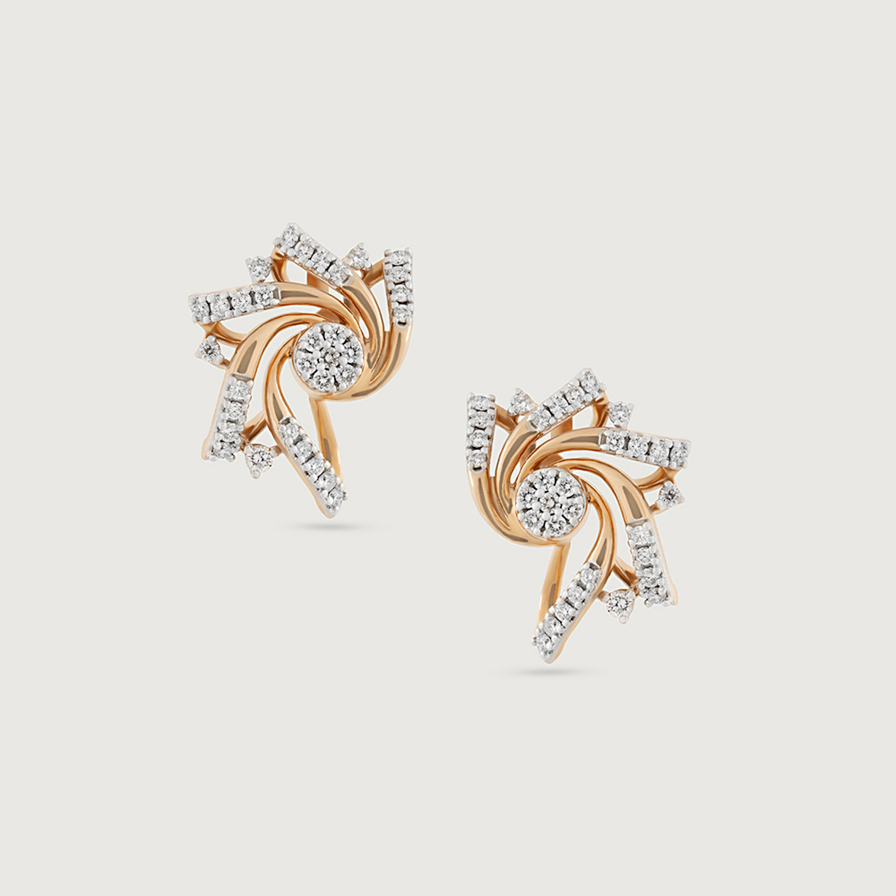 Whirling Glow Gold & Diamond Stud Earrings,,hi-res image number null