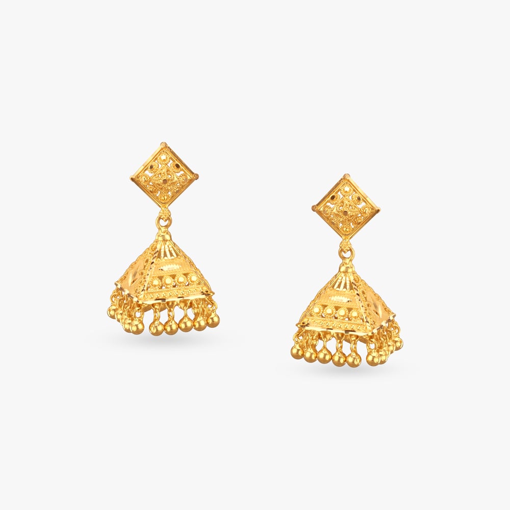 

Royal Grace Gold Jhumka Earrings
