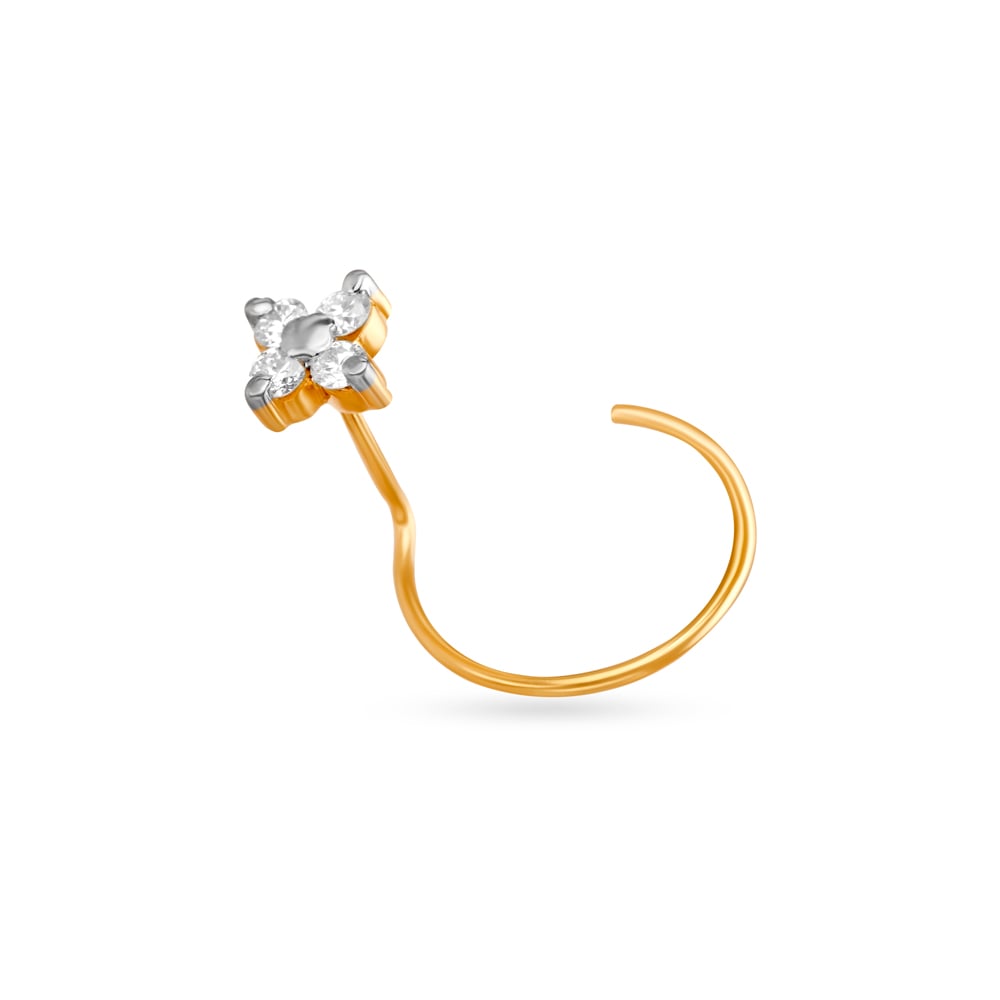 Dainty Sublime Gold and Diamond Nose Pin,,hi-res image number null