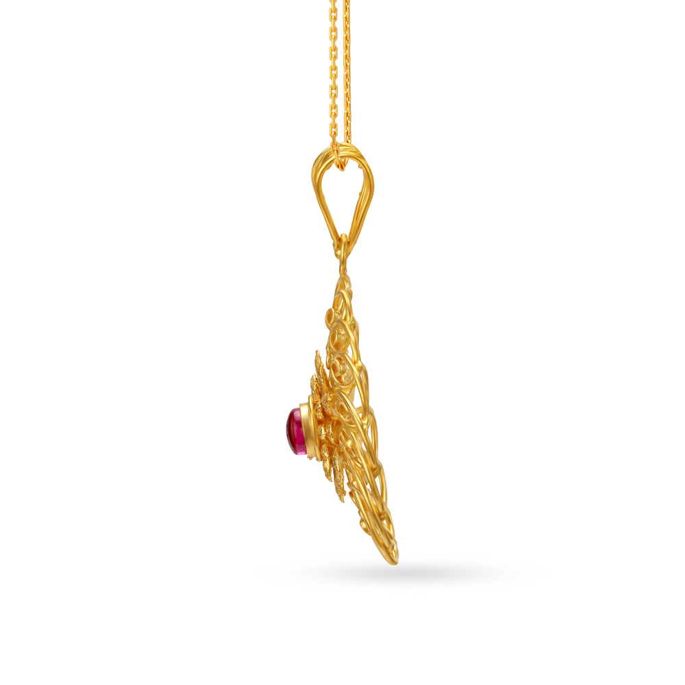 Handmade Floral Gold Pendant,,hi-res image number null