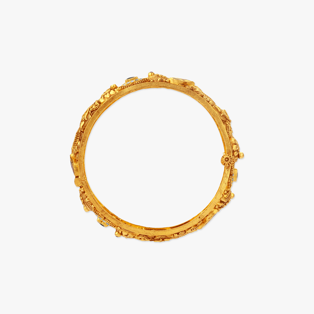 Peacock Crest Gold Bangles,,hi-res image number null