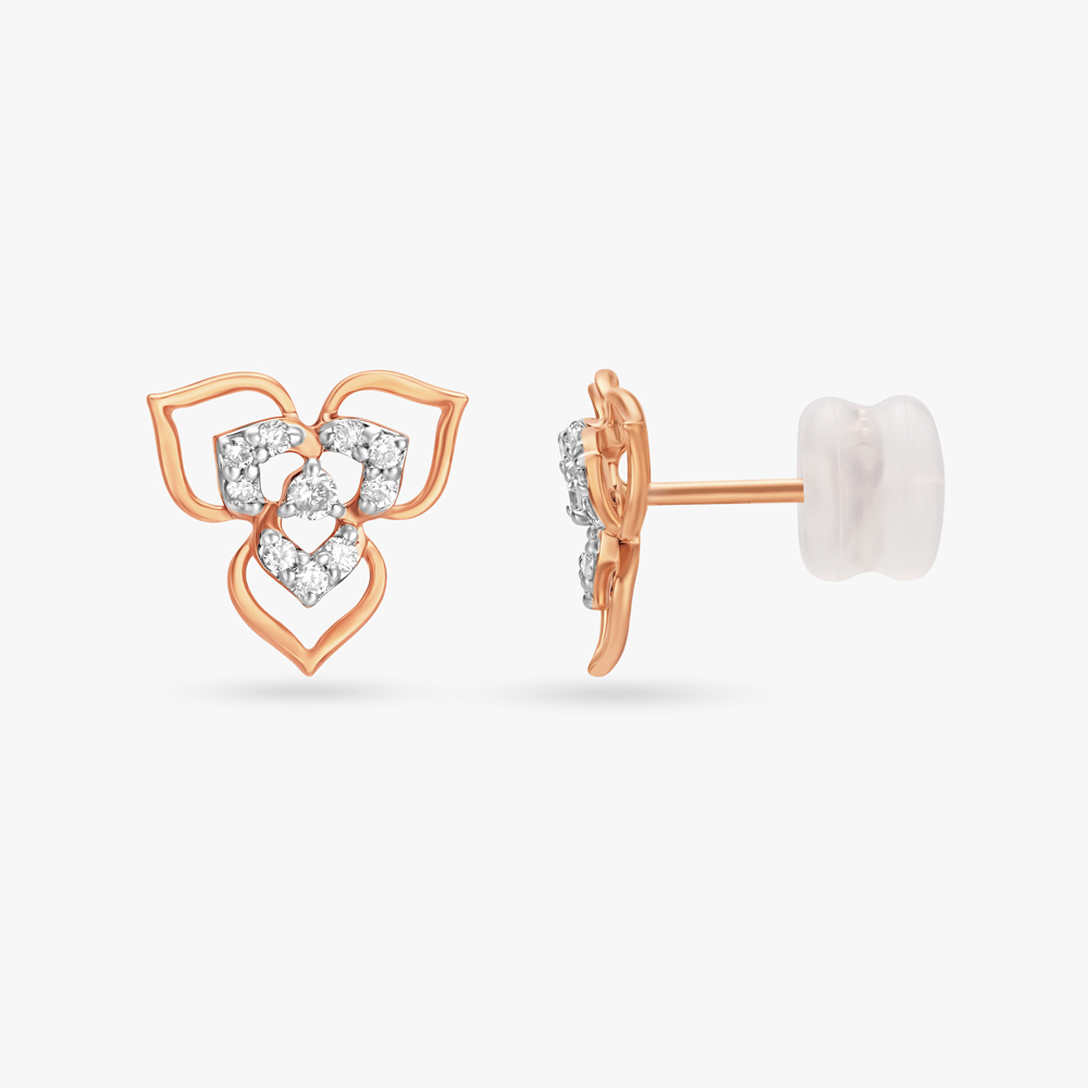 Trinity Bloom Diamond Stud Earrings,,hi-res image number null