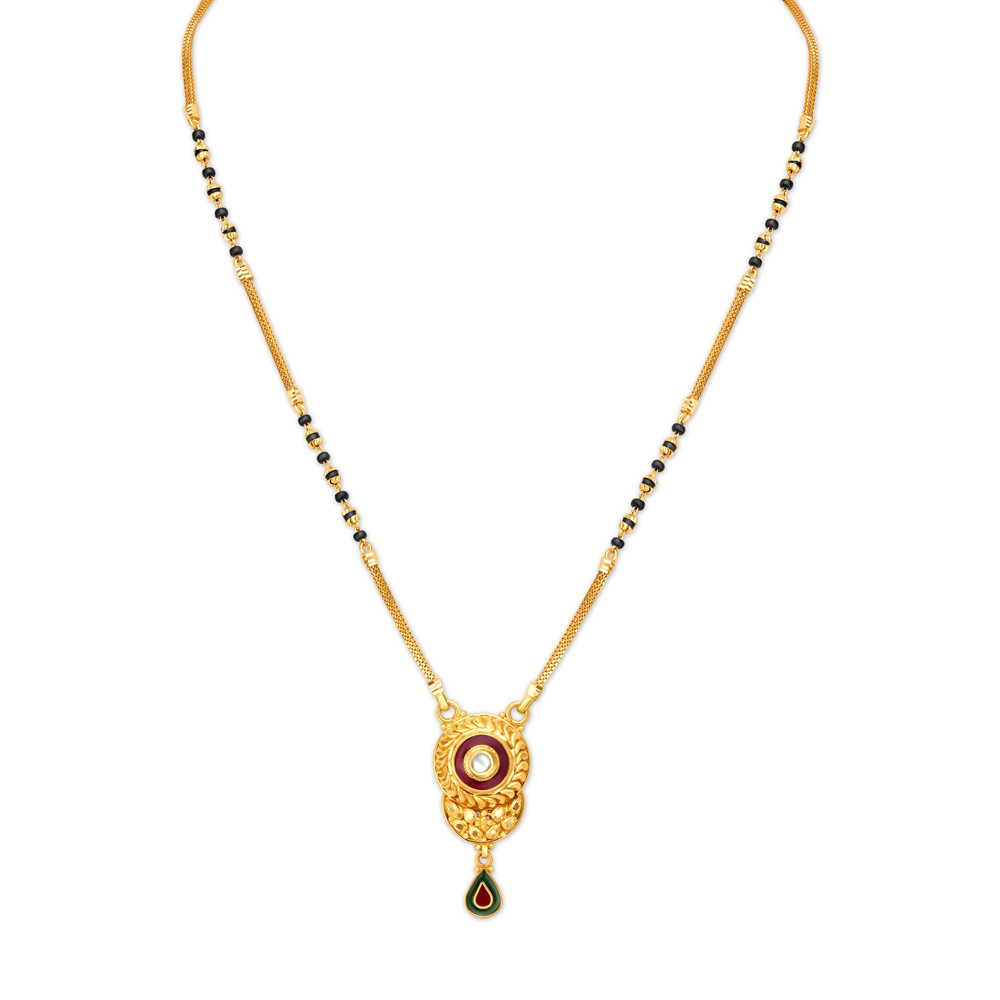 Carved Floral Motif Gold Mangalsutra,,hi-res image number null