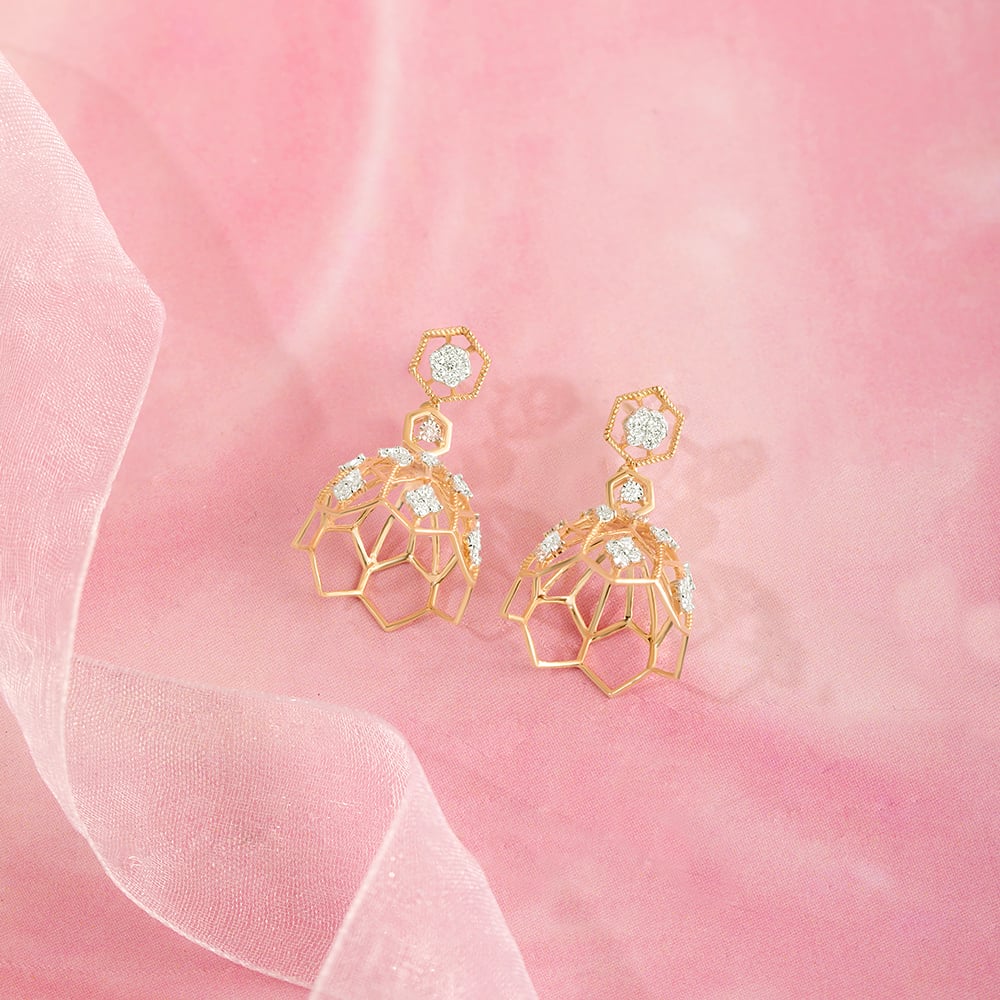 Lippan Grandeur Gold & Diamond Jhumka,,hi-res image number null