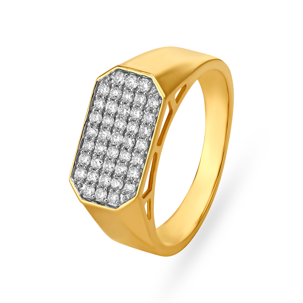 Dazzling Diamond and Gold Finger Ring for Men,,hi-res image number null