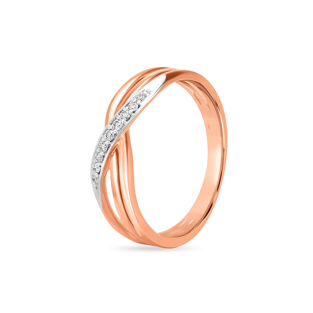 Exquisite 18 Karat Rose Gold And Diamond Stacked Finger Ring