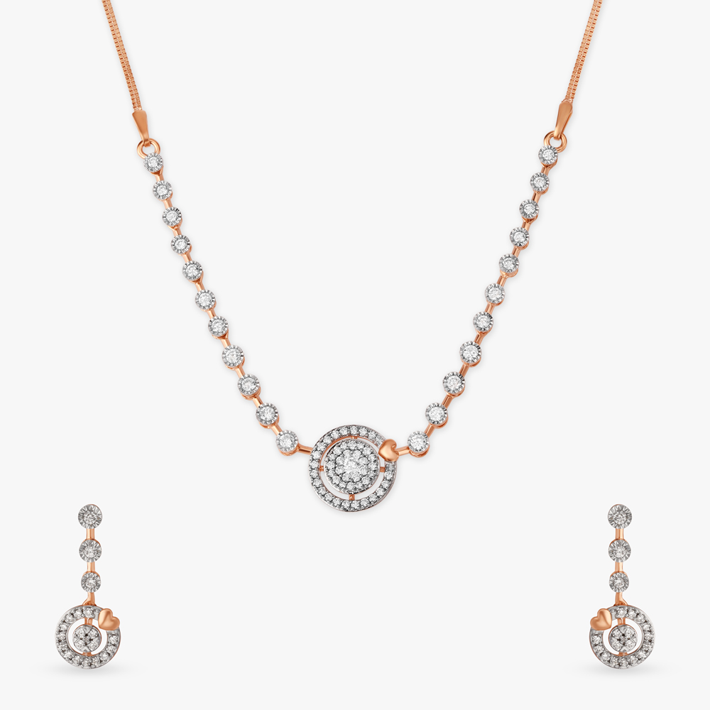 Sleek Gold and Diamond Necklace Set,,hi-res image number null