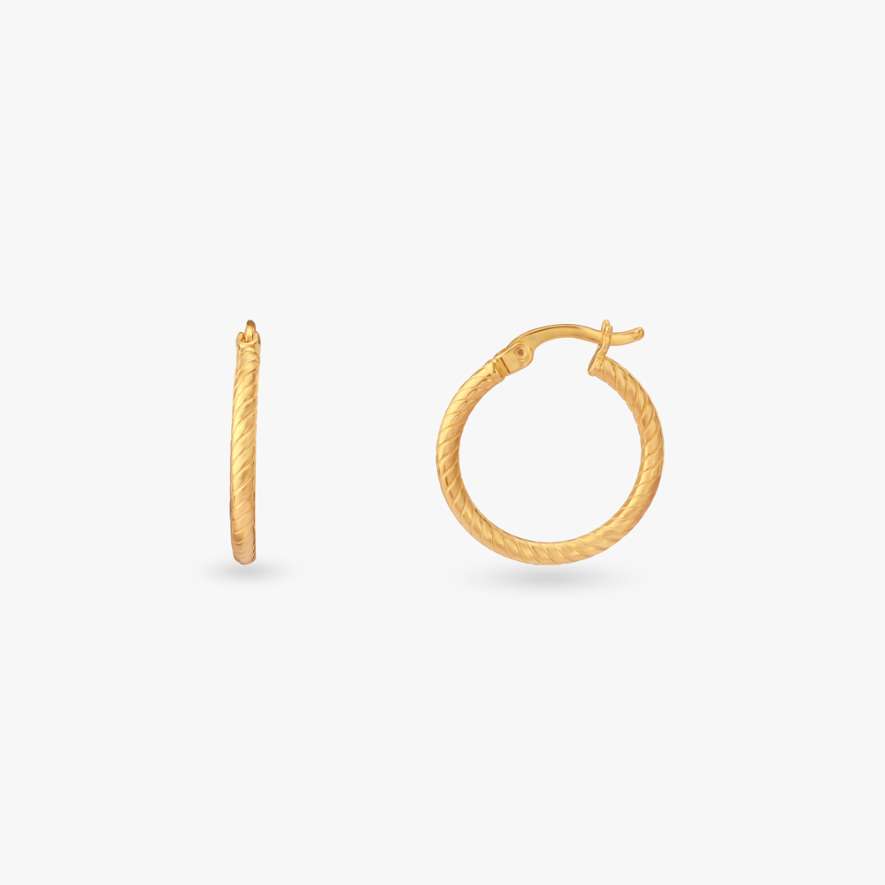 Spiral Thread Gold Hoop Earrings,,hi-res image number null