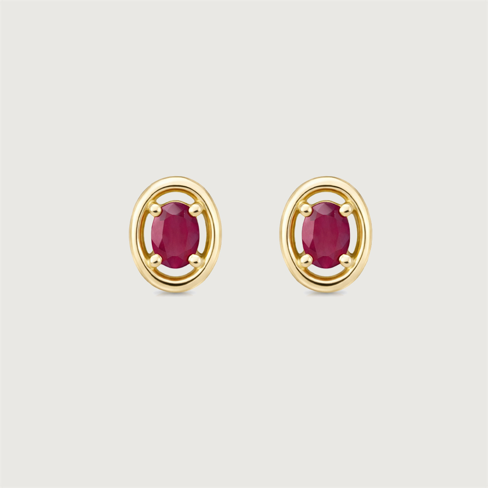 Polished Sleek Ruby Gold Stud Earrings,,hi-res image number null