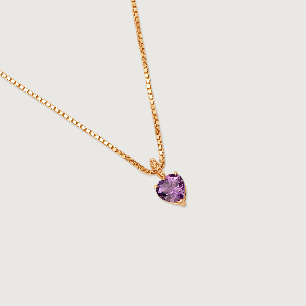 Heart of Amethyst 14 Kt Gold Chain and Pendant,,hi-res image number null