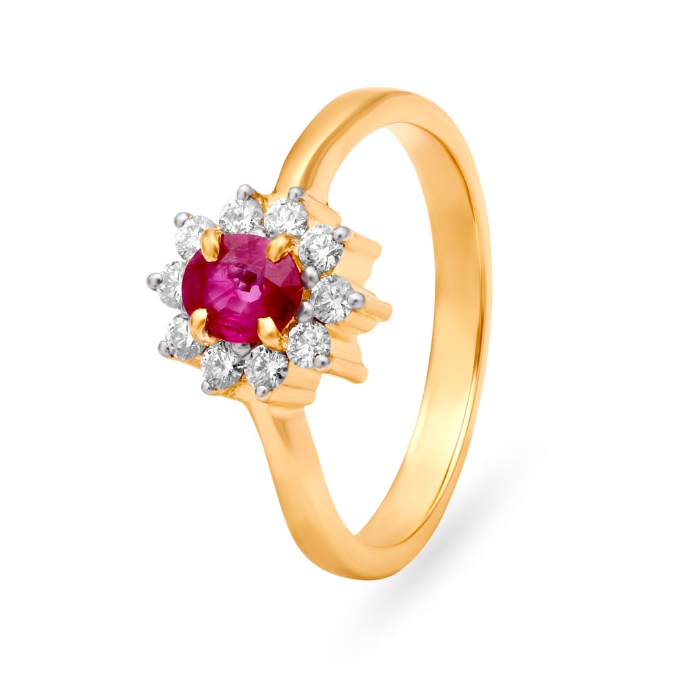 Dreamy 18 Karat Yellow Gold And Diamond Star Finger Ring,,hi-res image number null
