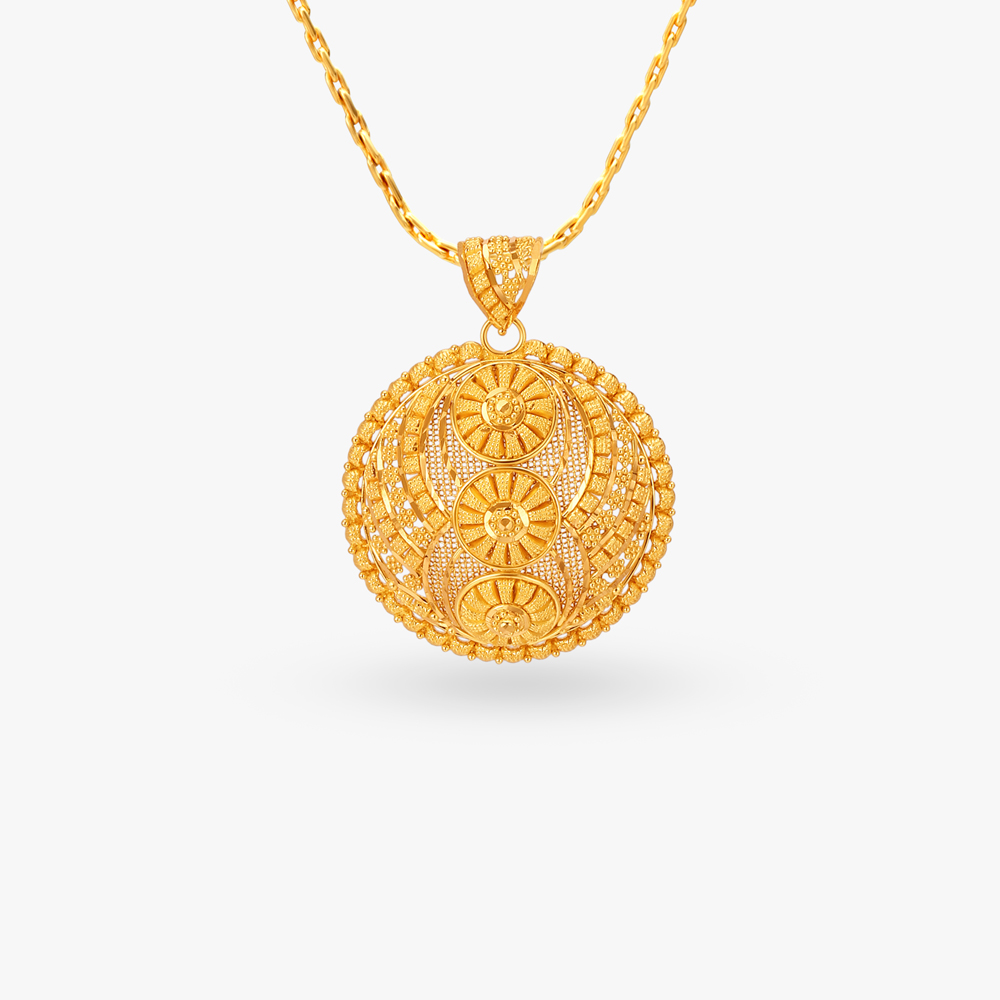 Magnifico Gold Pendant and Earrings Set,,hi-res image number null