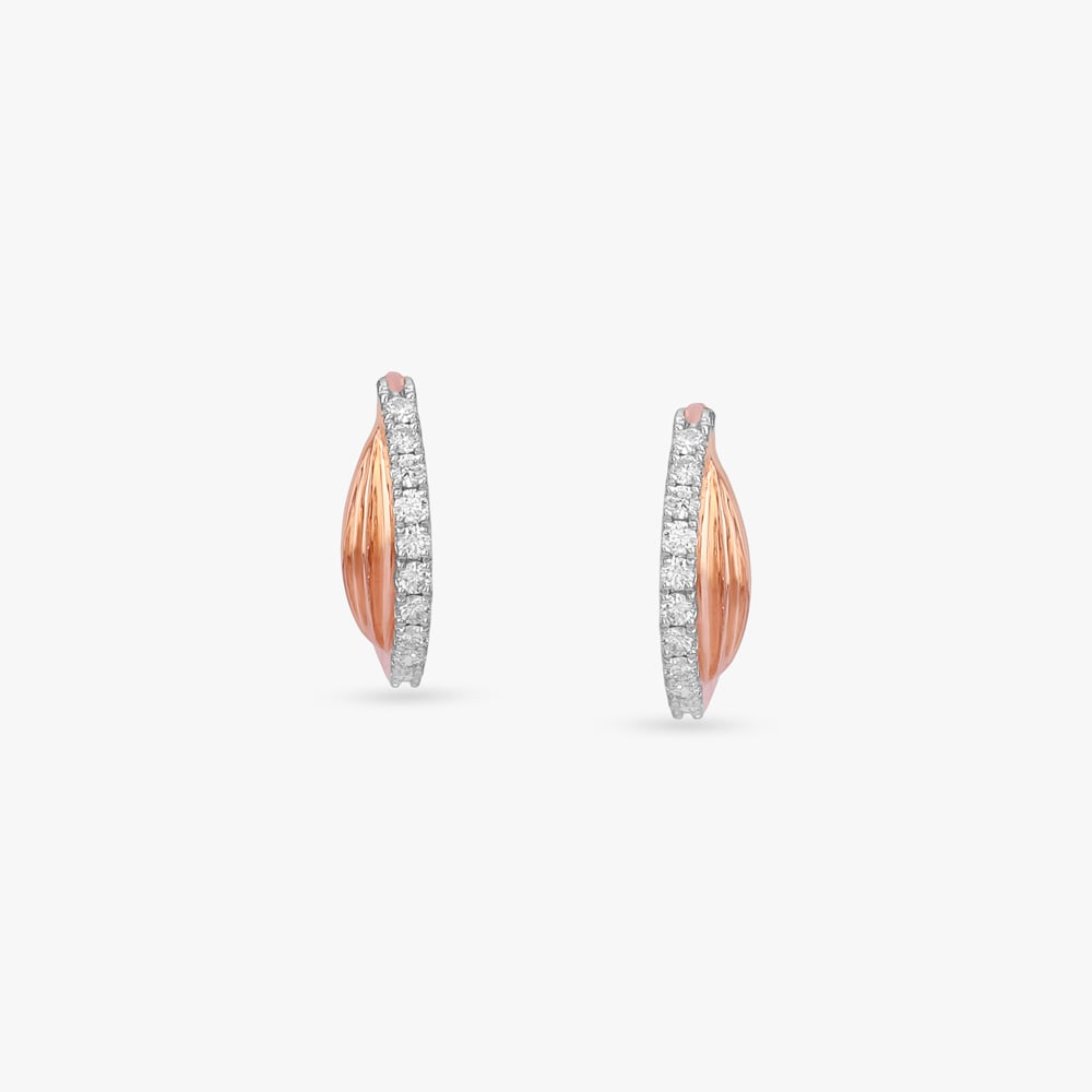 Gleaming Arc Diamond Hoop Earrings,,hi-res image number null