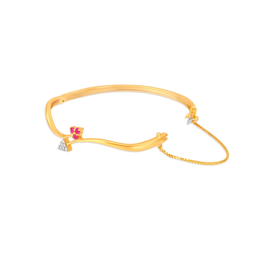 Floral Ruby and Diamond Gold Bangle,,hi-res image number null