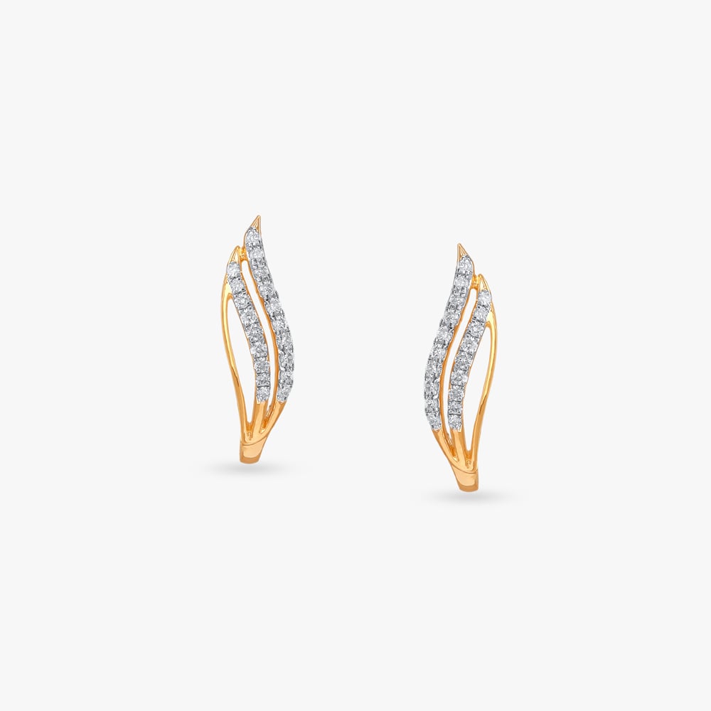 Graceful Curve Diamond Stud Earrings,,hi-res image number null