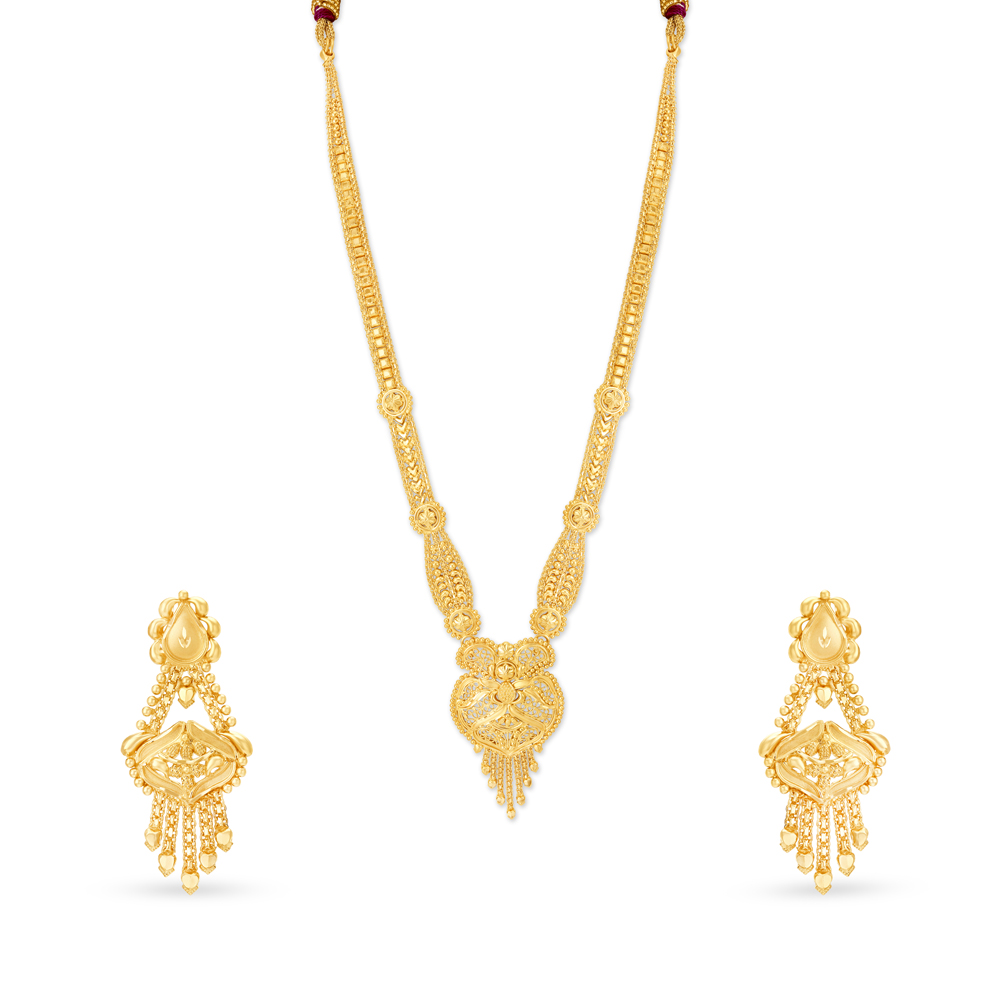 Traditional Filigree Stamp Gold Necklace Set