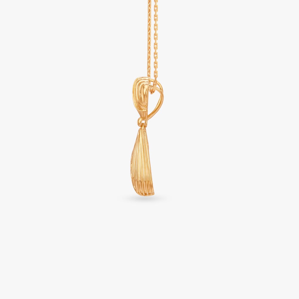 Chic Ripple Gold Pendant and Earrings Set,,hi-res image number null