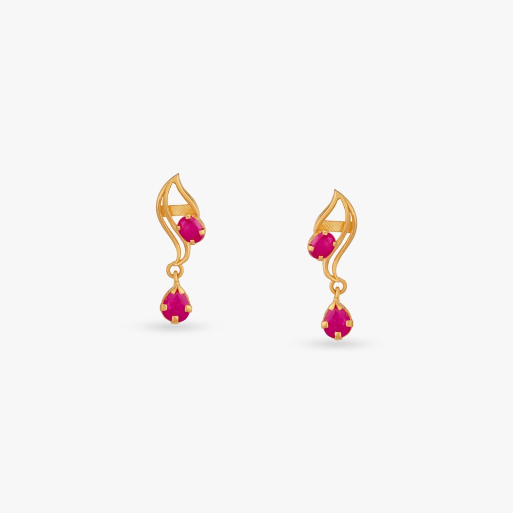 

Scarlet Swirl Gold Drop Earrings