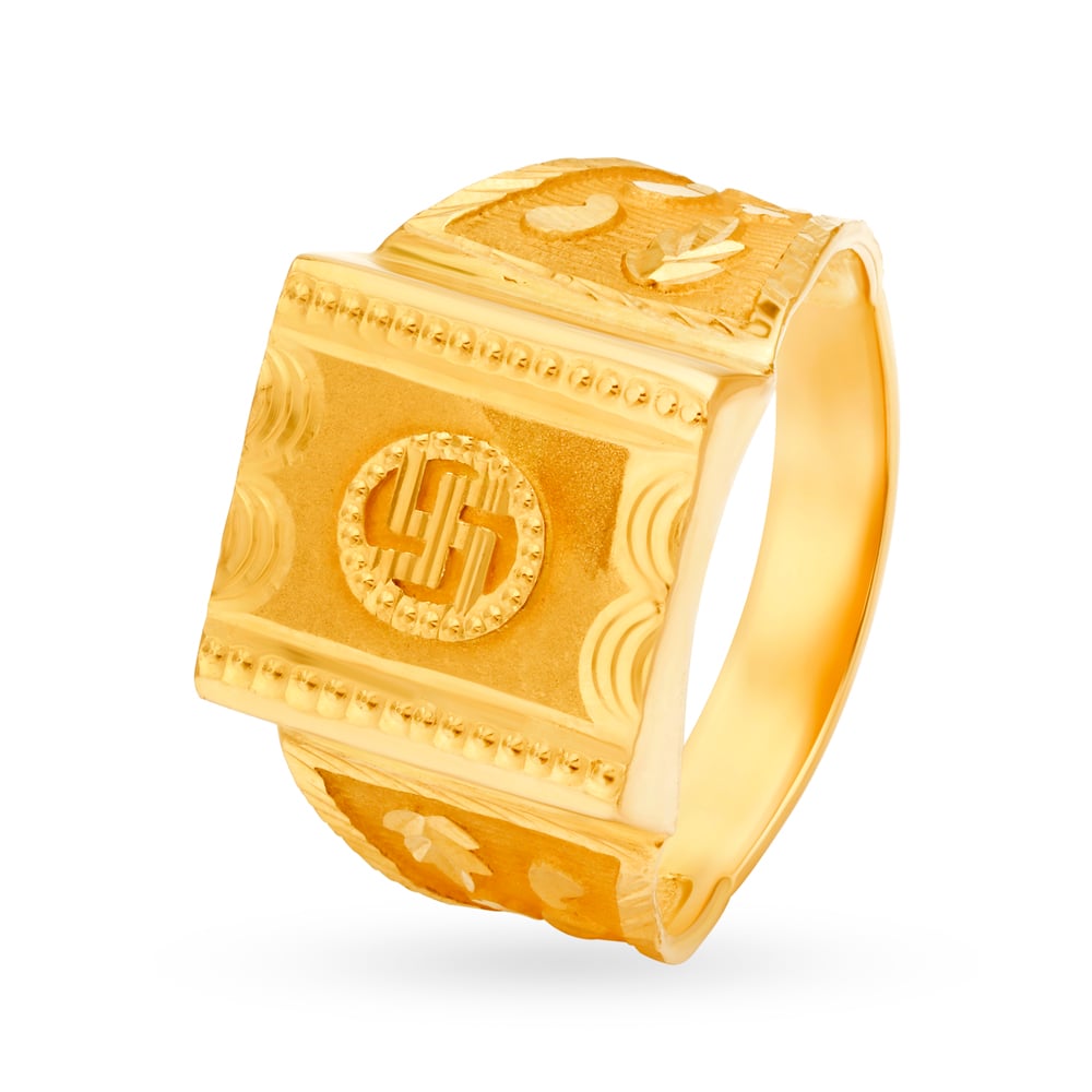 1 GRAM GOLD FORMING SWASTIK (SATHIYA) RING FOR MEN DESIGN A-487 – Radhe  Imitation