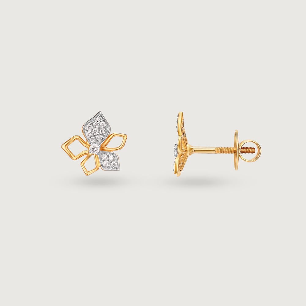 Sparkling Symmetry Gold & Diamond Stud Earrings,,hi-res image number null