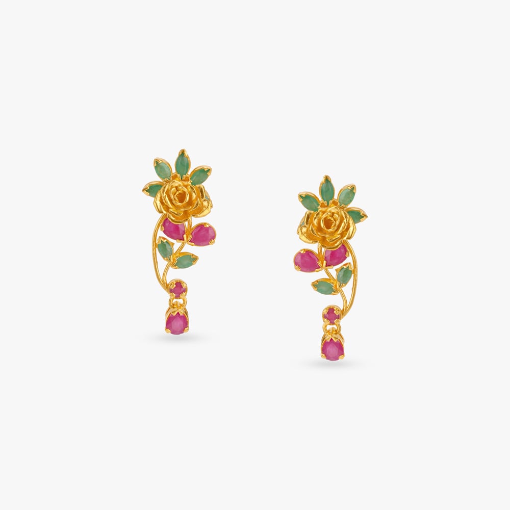 

Rosy Trail Gold Drop Earrings