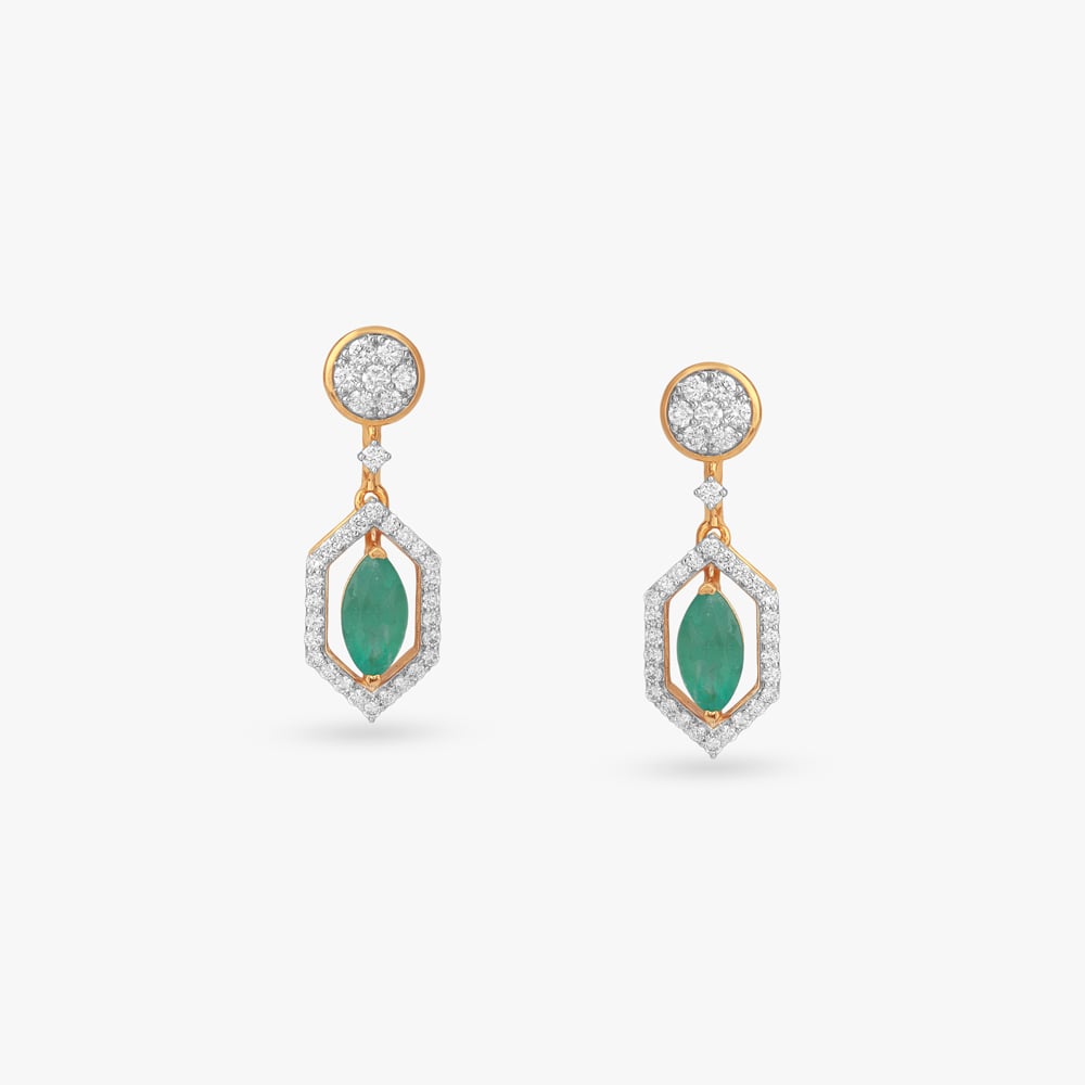 Verdant Halo Diamond Drop Earrings,,hi-res image number null