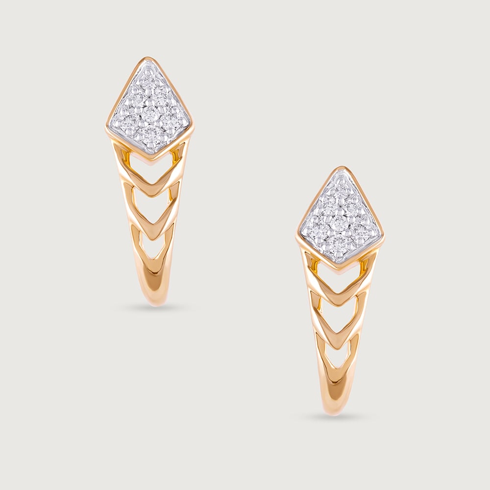Chevron Grace Gold & Diamond Stud Earrings,,hi-res image number null