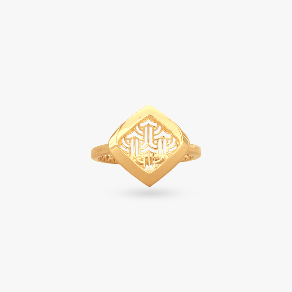 

Intricate Grid Gold Ring