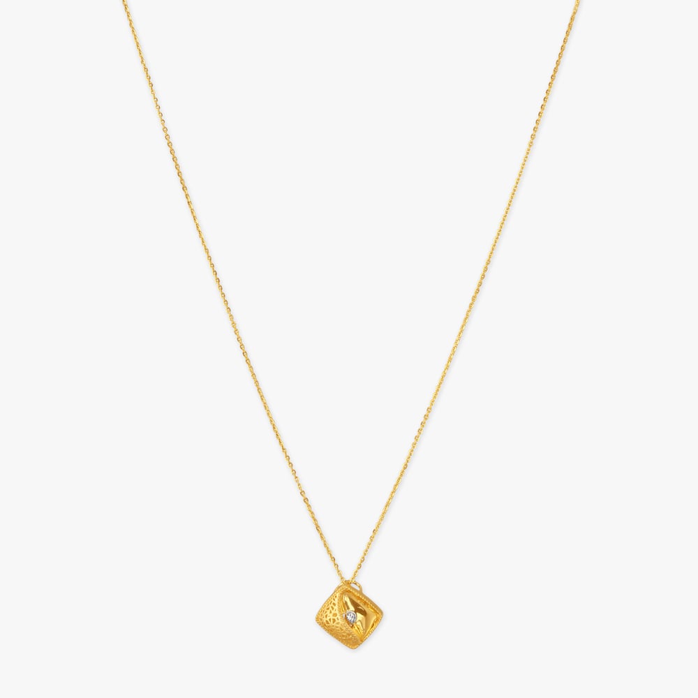 Intricate Cutwork Gold Pendant with Chain,,hi-res image number null