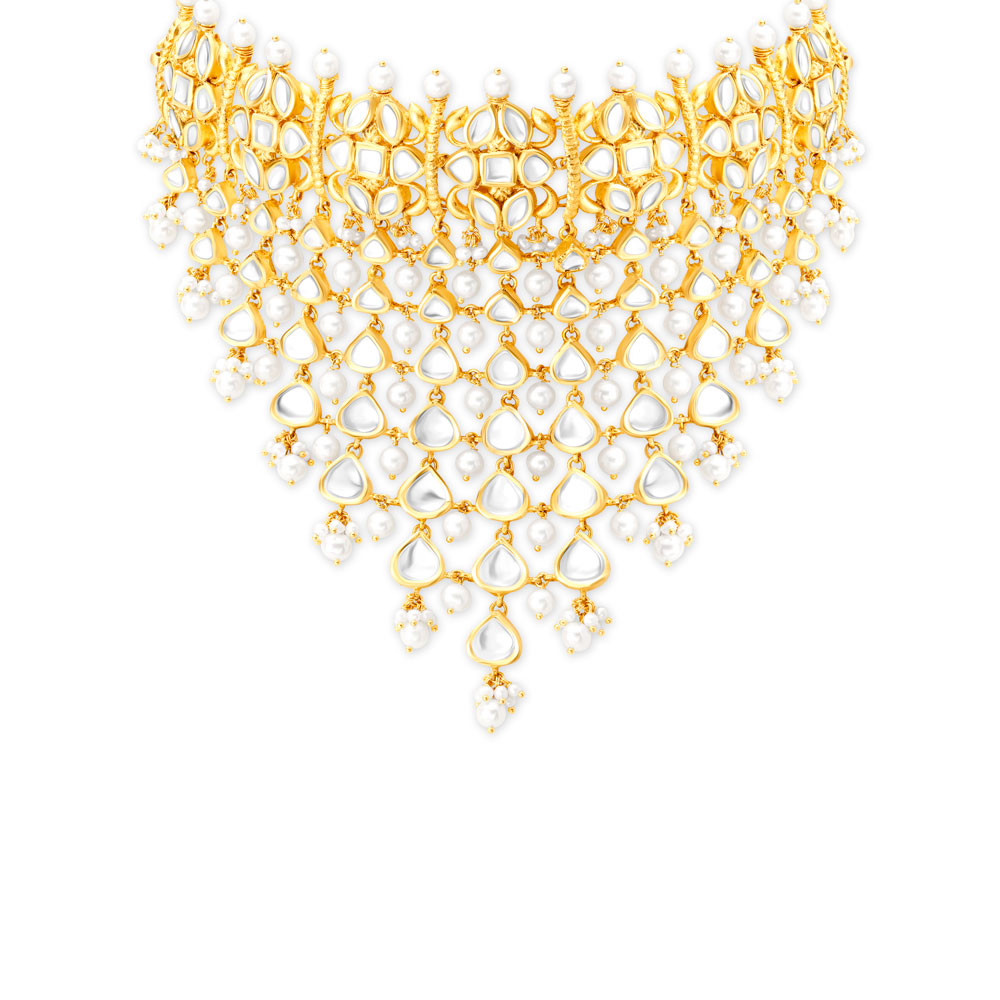 Chandelier Style Gold Necklace Set with Maang Tikka,,hi-res image number null