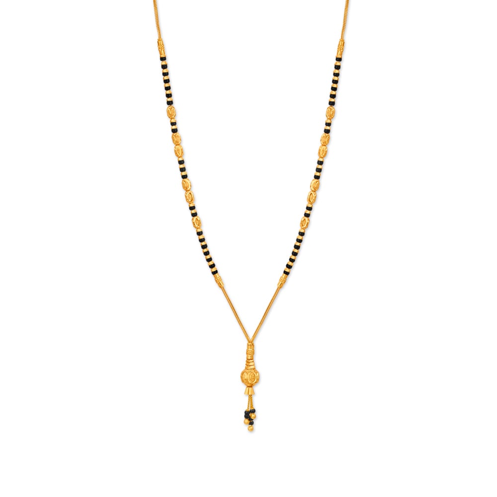 Dazzling Yellow Gold Carved Bead Mangalsutra,,hi-res image number null