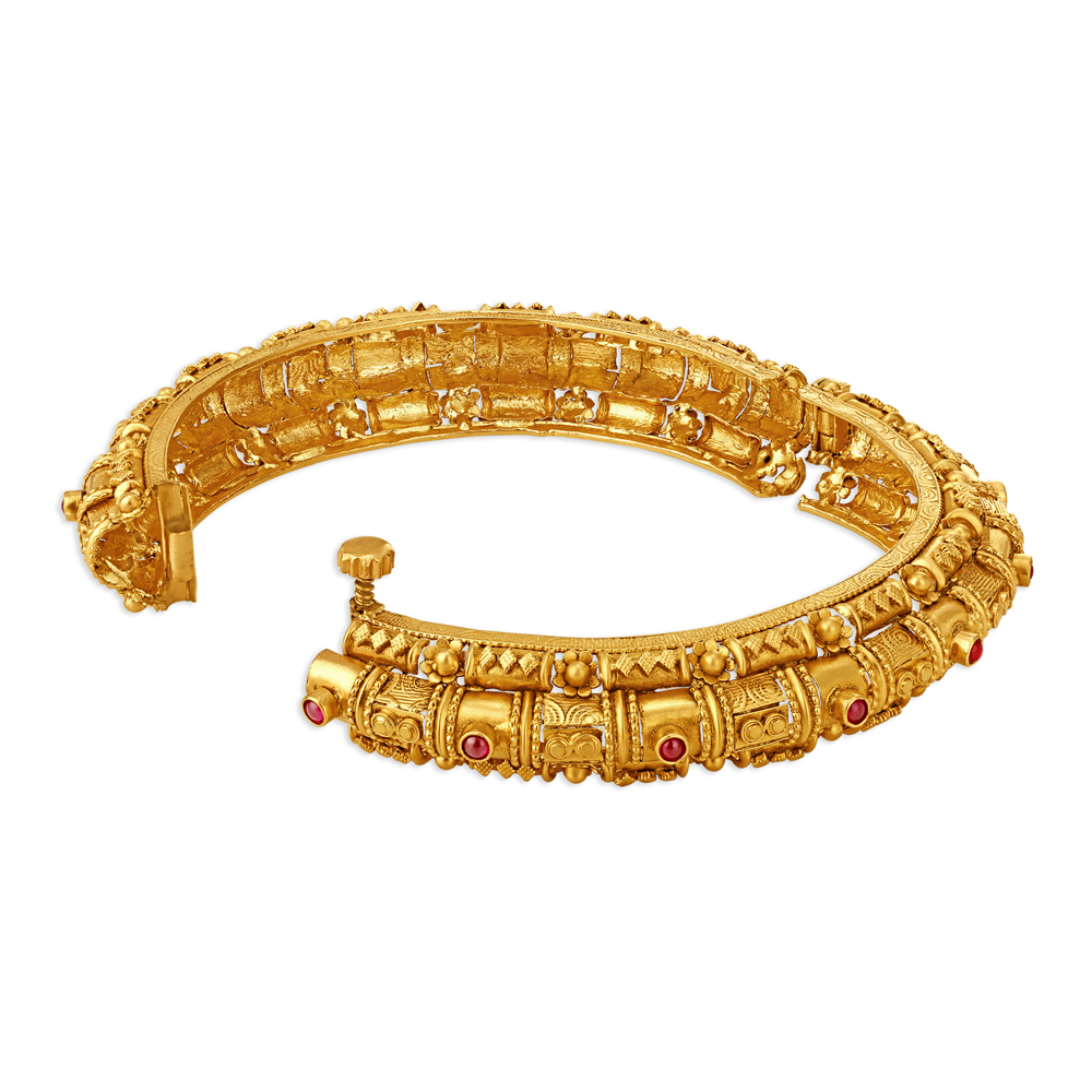 Opulent Traditional Gold Kada Bangle,,hi-res image number null