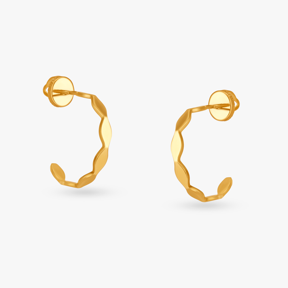 Geometric Gold Demi Hoop Earrings,,hi-res image number null