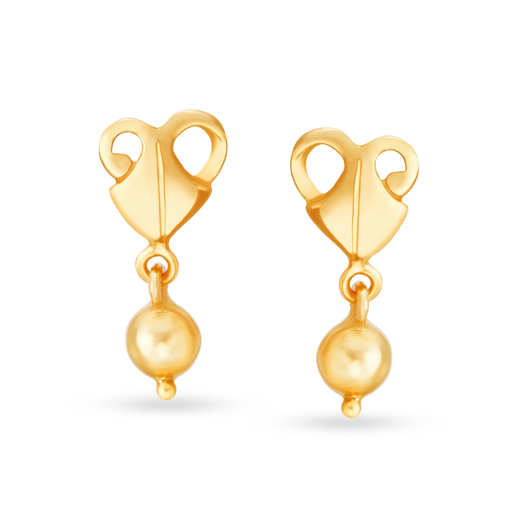 Alluring 22 Karat Yellow Gold Abstract Drop Earrings