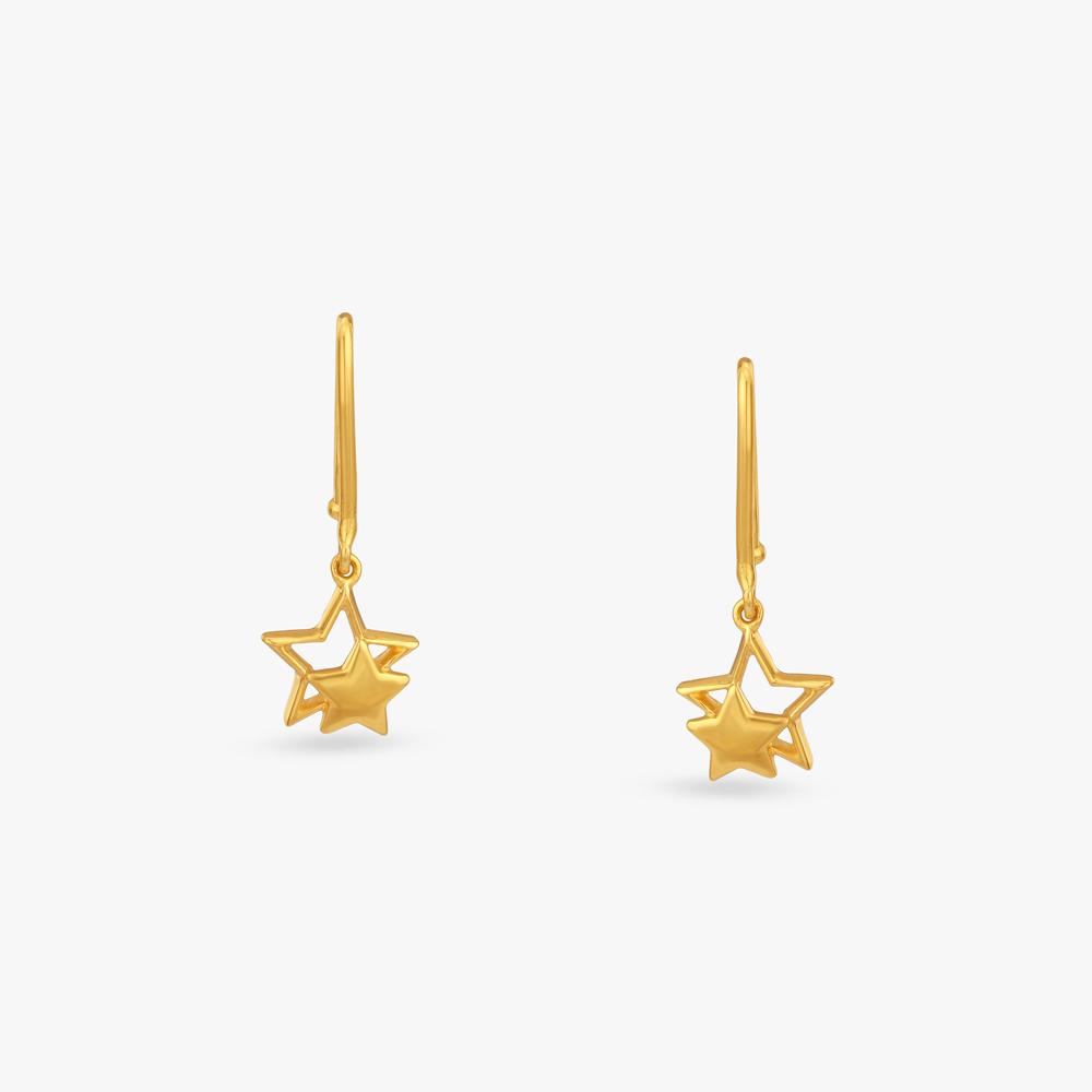 Twinkling Star Gold Hoop Earrings for Kids,,hi-res image number null