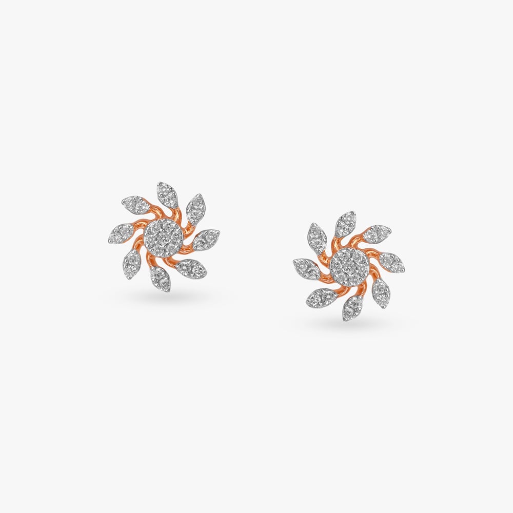 Glam Leaf Diamond Stud Earrings,,hi-res image number null