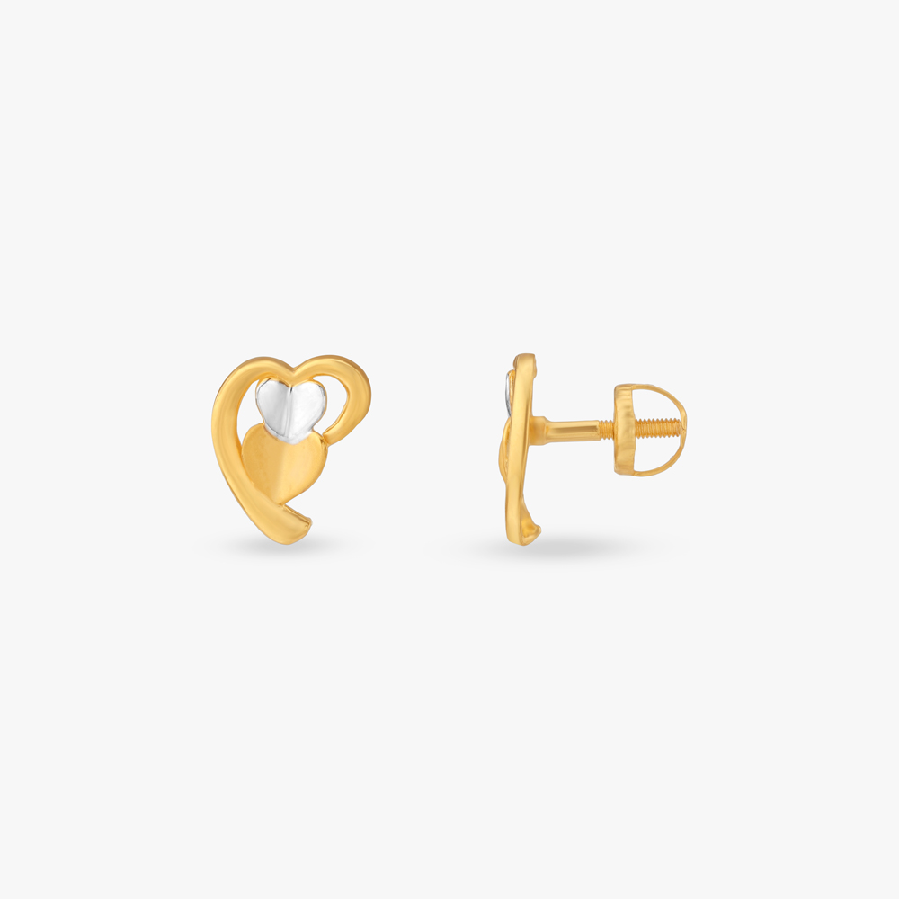 Interlinked Heart Gold Stud Earrings,,hi-res image number null