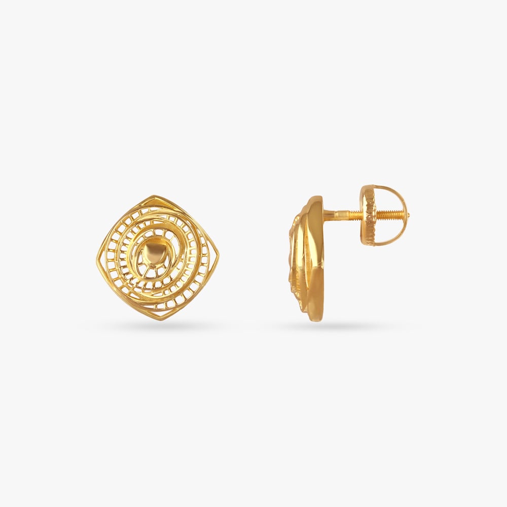 Retro Radius Gold Stud Earrings,,hi-res image number null