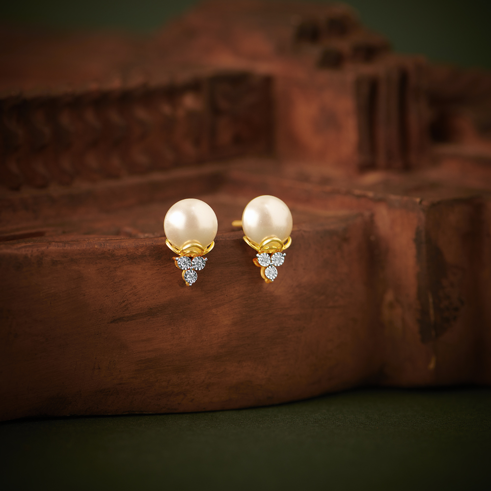 Brilliant Flowerbud Pearls and Diamond Stud Earrings
